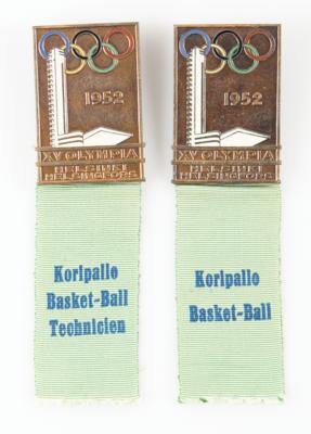 Lot #4209 Helsinki 1952 Summer Olympics Basketball Official and Participant Badges - Image 1