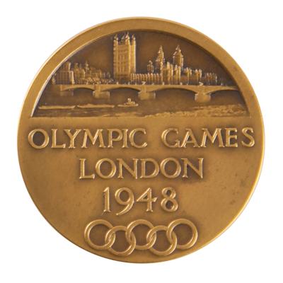 Lot #4124 London 1948 Summer Olympics 'Trial' Participation Medal - From the Collection of IOC Member James Worrall - Image 2