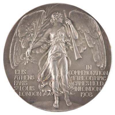 Lot #4108 London 1908 Olympics Silvered Bronze Participation Medal - Image 1