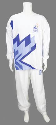 Lot #4027 Salt Lake City 2002 Winter Olympics Torch with Display Stand and Relay Uniform - Image 10