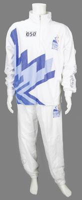 Lot #4027 Salt Lake City 2002 Winter Olympics Torch with Display Stand and Relay Uniform - Image 8