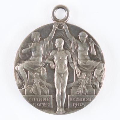 Lot #4049 London 1908 Olympics Silver Winner's Medal for Heavyweight Boxing