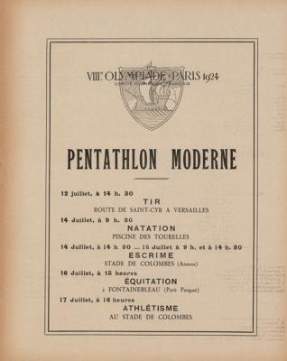 Lot #4273 Paris 1924 Summer Olympics Program for Modern Pentathlon - Image 2