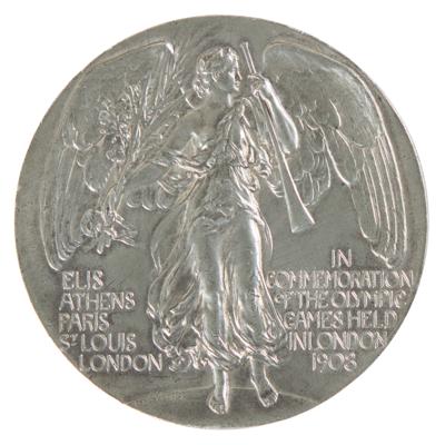 Lot #4111 London 1908 Olympics Pewter Participation Medal - Image 2