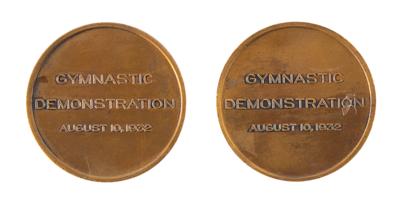 Lot #4119 Los Angeles 1932 Summer Olympics Gymnastic Demonstration Participation Medals (2) - Image 2