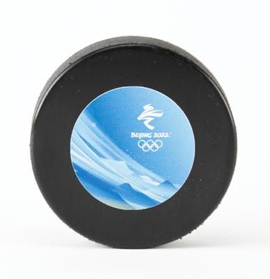 Lot #4383 Beijing 2022 Winter Olympics Official Hockey Game Puck - Image 1