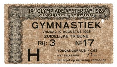 Lot #4282 Amsterdam 1928 Summer Olympics Ticket