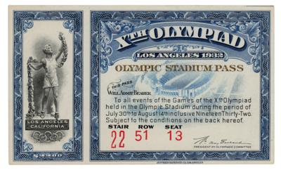 Lot #4299 Los Angeles 1932 Summer Olympics Stadium Ticket - Image 1