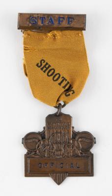 Lot #4181 Los Angeles 1932 Summer Olympics Bronze Official's Badge for Shooting - Image 1