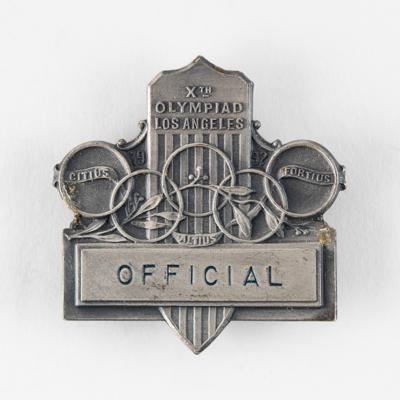 Lot #4183 Los Angeles 1932 Summer Olympics Official's Badge