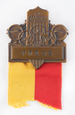 Lot #4184 Los Angeles 1932 Summer Olympics Press Badge - Image 1