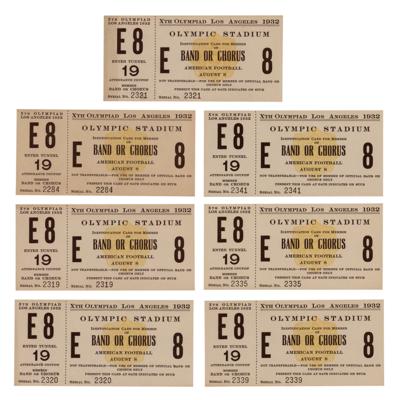 Lot #4303 Los Angeles 1932 Summer Olympics Band/Chorus Tickets (7) for an American Football Exhibition - Image 1