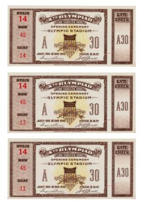 Lot #4305 Los Angeles 1932 Summer Olympics Opening Ceremony Tickets (3) - Image 1