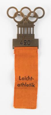 Lot #4194 Berlin 1936 Summer Olympics Participant's Badge for Athletics - Image 1