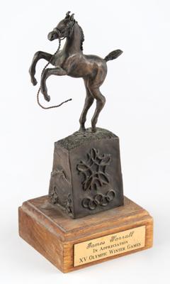 Lot #4372 Calgary 1988 Winter Olympics Bronze Statue by Gina McDougall - From the Collection of IOC Member James Worrall - Image 1