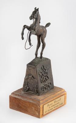 Lot #4372 Calgary 1988 Winter Olympics Bronze Statue by Gina McDougall - From the Collection of IOC Member James Worrall - Image 2
