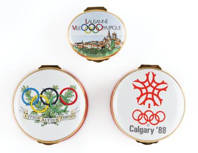 Lot #4390 Olympic Pill Boxes (3) - From the Collection of IOC Member James Worrall - Image 1
