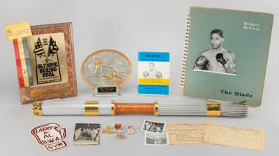 Lot #4024 Wilbert 'Skeeter' McClure's Atlanta 1996 Summer Olympics Torch and 1960 Rome Participant Pin— Including Scrapbooks, Photos, AAU Boxing, and Awards - Image 1