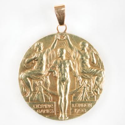 Lot #4050 London 1908 Olympics Gold Winner's Medal for Shooting