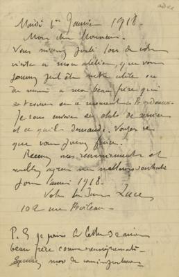 Lot #329 Maximilien Luce Autograph Letter Signed with Sketches - Image 2