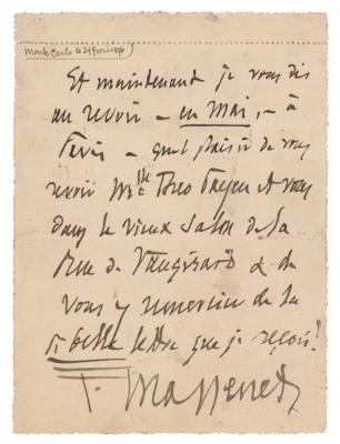 Lot #474 Jules Massenet Autograph Letter Signed - Image 1