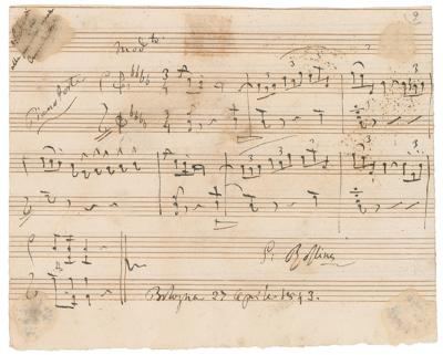 Lot #447 Gioachino Rossini Autograph Musical Quotation Signed for Pianoforte - Image 1