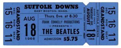 Lot #497 Beatles 1966 Suffolk Downs Concert Ticket