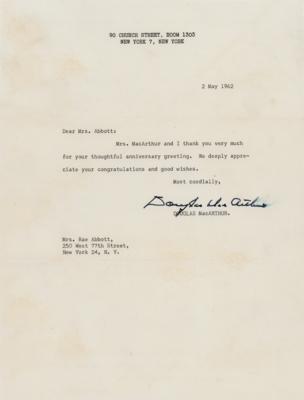 Lot #256 Douglas MacArthur Typed Letter Signed - Image 1