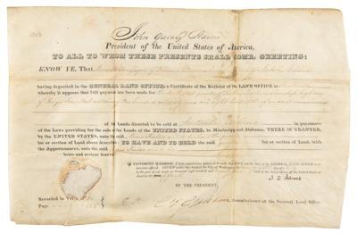 Lot #42 John Quincy Adams Document Signed as President