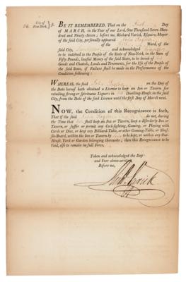 Lot #270 Richard Varick Document Signed - Image 1