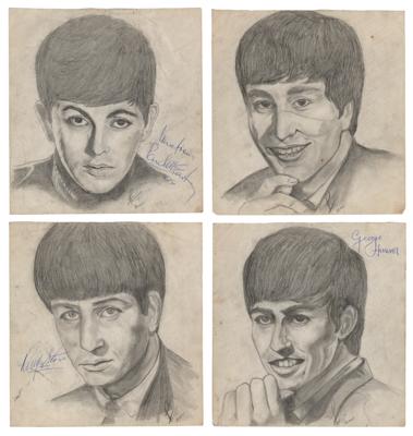 Lot #454 Beatles (3) Drawings Signed by Paul