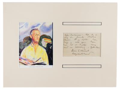 Lot #336 Edvard Munch Autograph Letter Signed on Art Exhibition
