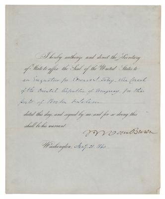 Lot #90 Martin Van Buren Document Signed as President