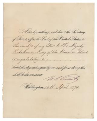 Lot #15 President U. S. Grant Congratulates King
