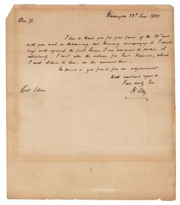 Lot #93 Henry Clay Autograph Letter Signed on Antimasonry - Image 1