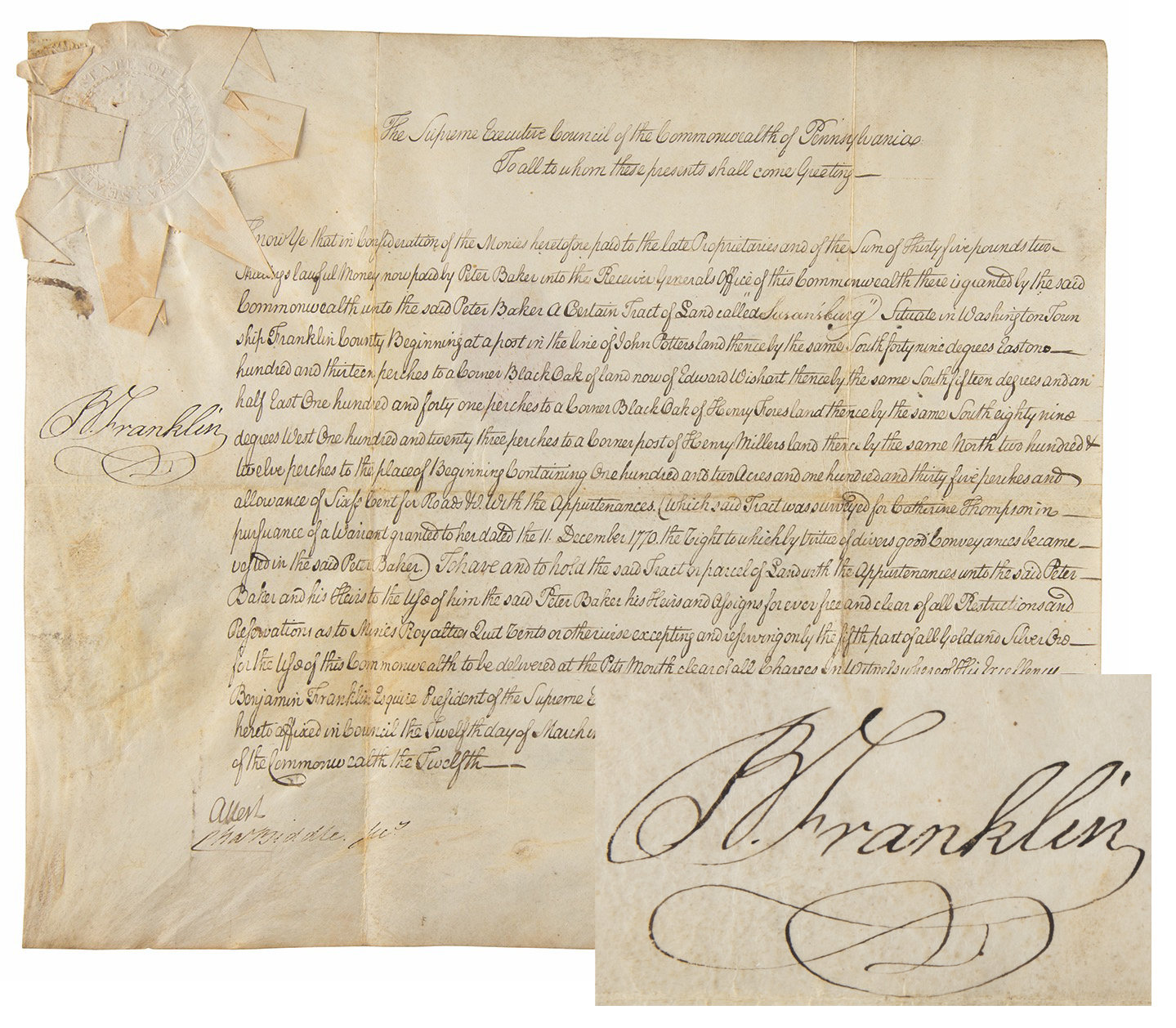 Lot #91 Benjamin Franklin Document Signed (1788) - Image 3