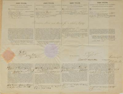 Lot #8 John Tyler and Daniel Webster Document Signed as President and Secretary of State