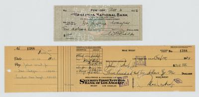 Lot #616 W. C. Fields and Mae West (2) Signed Checks - Image 1