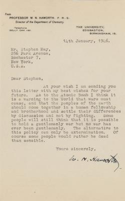 Lot #167 Norman Haworth Typed Letter Signed