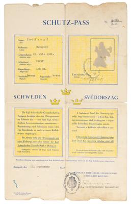 Lot #118 Raoul Wallenberg Signed Schutz-Pass Document