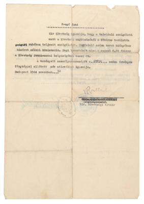 Lot #118 Raoul Wallenberg Signed Schutz-Pass Document - Image 2