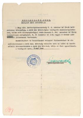 Lot #118 Raoul Wallenberg Signed Schutz-Pass Document - Image 3