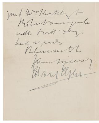 Lot #439 Edward Elgar Autograph Letter Signed - Image 2