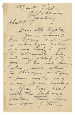 Lot #131 Geronimo Signature with Rare 1897 Letter from His Portrait Painter E. A. Burbank - Image 2