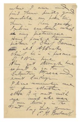 Lot #131 Geronimo Signature with Rare 1897 Letter from His Portrait Painter E. A. Burbank - Image 3