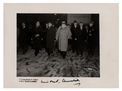 Lot #99 Winston Churchill Signed Photograph and (2) Cigars from an RMS Queen Mary Voyage - Image 2