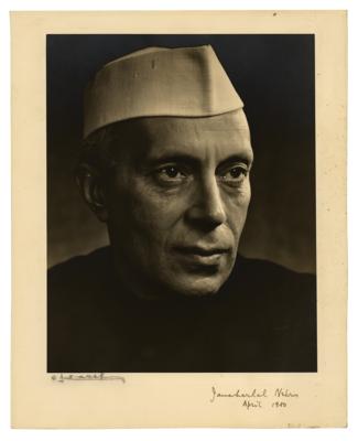 Lot #102 Jawaharlal Nehru Signed Oversized Photograph by Yousuf Karsh