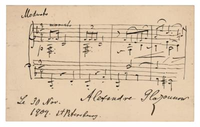 Lot #440 Alexander Glazunov Autograph Musical Quotation Signed - Image 1