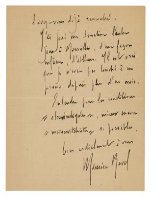 Lot #445 Maurice Ravel Autograph Letter Signed - Image 2