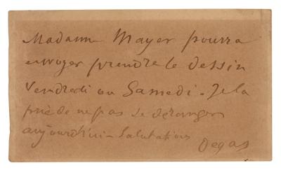 Lot #327 Edgar Degas Autograph Letter Signed